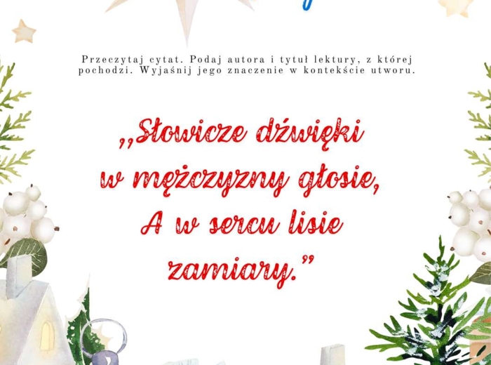 Kalendarz adwentowy dla klasy 8 z cytatami lektur szkolnych