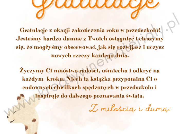 Wklejka do książki PRZEDSZKOLE