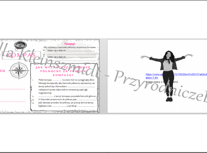 Karta pracy „. Jak działa kompas?” + gratisowy link do lekcji multimedialnej (pomysłu na lekcję) niekomercyjnej wykonanej w genial.ly do indywidualnego pobrania i użycia do celów niekomercyjnych. Przyroda 4, dział I „Poznajemy warsztat przyrodnika”