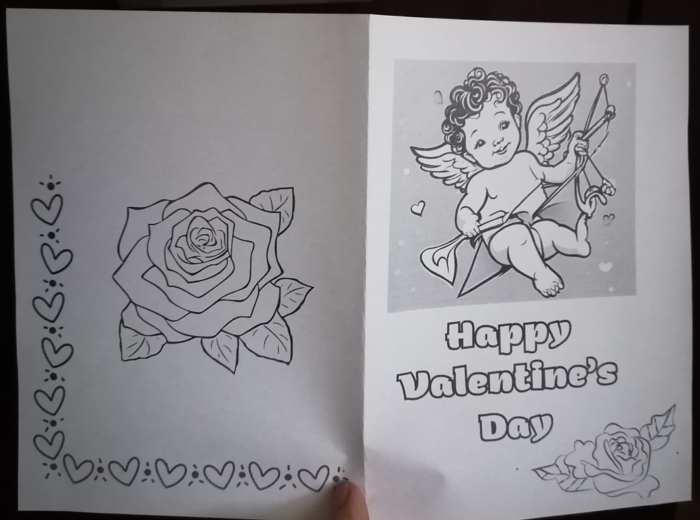 Kartka Walentynkowa do pokolorowania