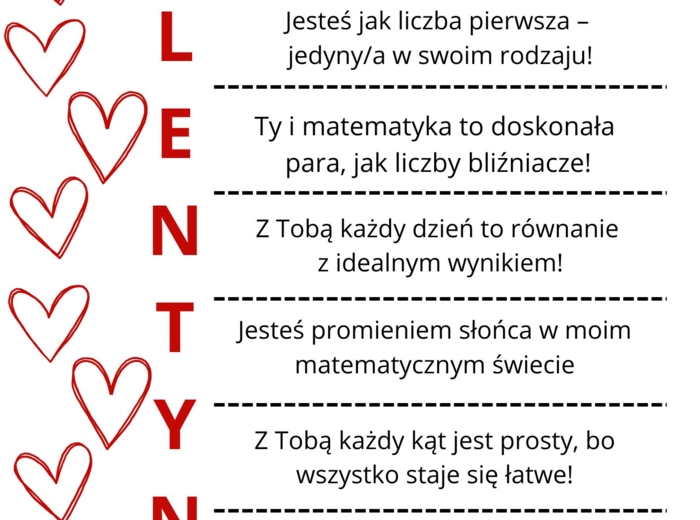 Przerywniki na lekcje matematyki - walentynki
