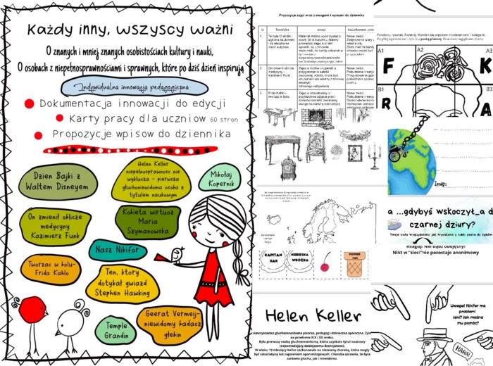 Innowacja pedagogiczna „Każdy inny, wszyscy ważni. O znanych i mniej znanych osobistościach kultury i nauki, o osobach z niepełnosprawnościami i sprawnych, które po dziś inspirują”