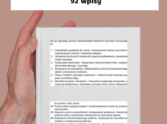 Wpisy do dziennika nauczyciela wspomagającego / współorganizującego kształcenie