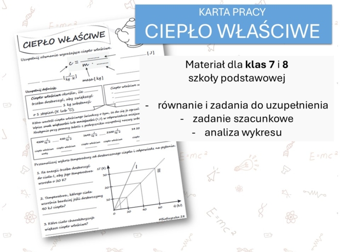Fizyka 7 i 8. Karta pracy. CIEPŁO WŁAŚCIWE. Termodynamika.