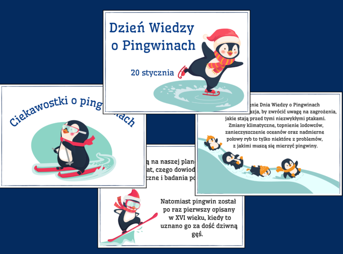 DZIEŃ PINGWINA – Dzień Wiedzy o Pingwinach – Ciekawostki o pingwinach - GAZETKA – świetlica – biblioteka – świetlica – 21 stron