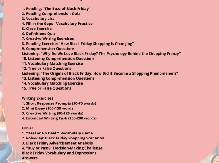 ZESTAW 4 Gotowych Lekcji: Thanksgiving Day (A2-B1;B1-B2) orazBlack Friday (A2-B1;B1-B2)