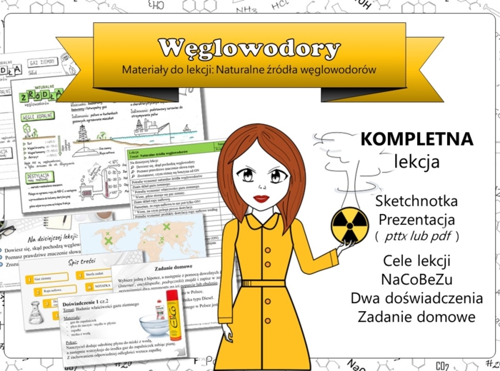 Chemia. Klasa 8. Węglowodory. Naturalne źródła węglowodorów. Kompletny PAKIET do lekcji dla nauczyciela.