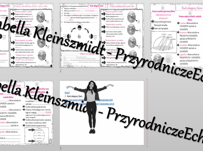 Minizestaw na temat „Ruch obiegowy Ziemi” – sketchnotka + karta pracy w power point + gratisowy link do prezentacji multimedialnej niekomercyjnej wykonanej w genial.ly do indywidualnego pobrania i użycia do celów niekomercyjnych. Geografia 6, „Ruchy Ziem