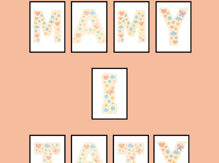Napis DZIEŃ MAMY I TATY PASTELOWE KOLORY