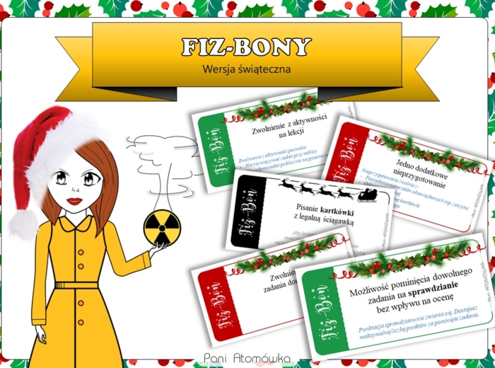 Klasa 7 Fizyka - FIZ-BONY. Motywacyjne kupony bezpieczeństwa. Edycja świąteczna. Święta. Christmas.
