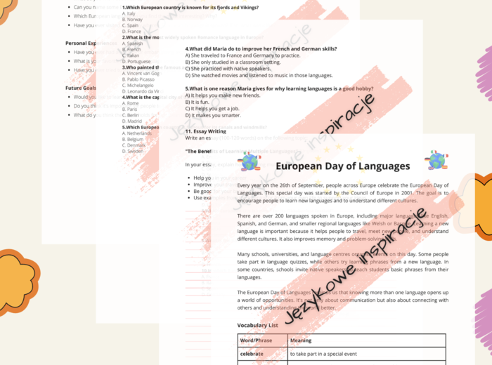 Karty Pracy_European Day of Languages A2-B1