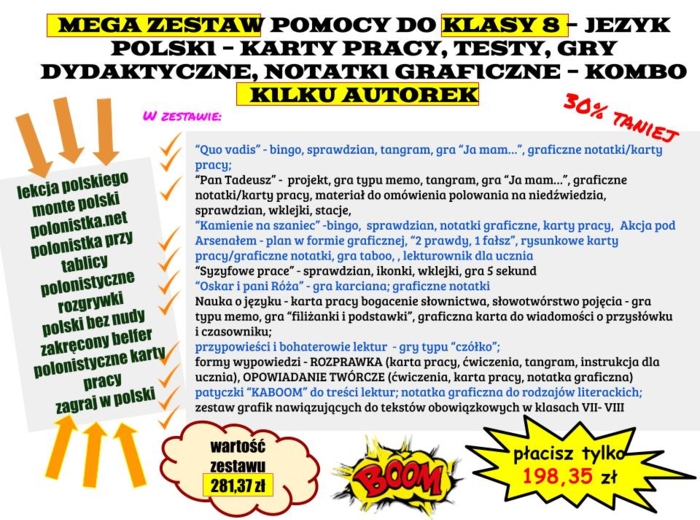 Zestaw do klasy 8 - język polski