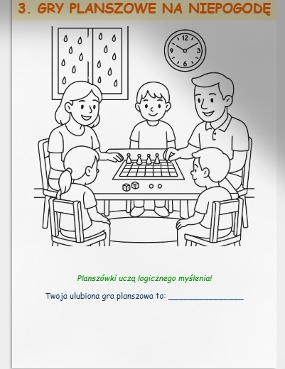 Kolorowanka: "Co robimy gdy pada deszcz?"