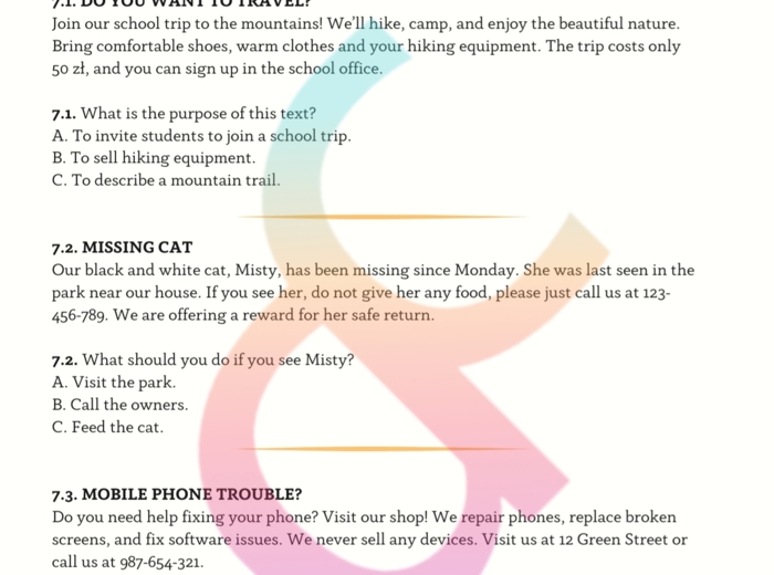 Angielski: Egzamin ósmoklasisty - ponad 600 ćwiczeń do zadań od 5 do 13. Klucz odpowiedzi.