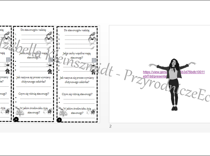 Karta pracy do tematu „Skorupiaki-stawonogi, które mają twardy pancerz ” oraz gratisowo pomysł na lekcję multimedialną z monitorem multimedialnym lub z tabletami (w formie niekomercyjnej prezentacji do edycji – krok po kroku) wykonany w genially - wersja