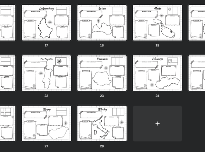 Rysnotkowe karty pracy - państwa UE