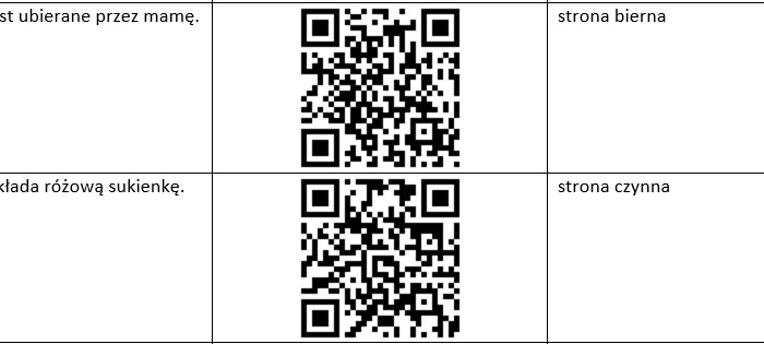 Czasowniki i imiesłowy z kodem QR - ćwiczenie