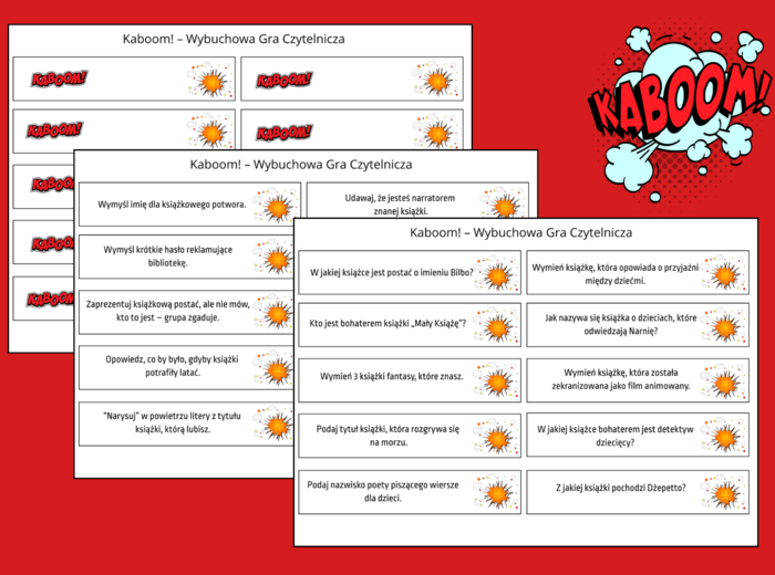 KABOOM! – Wybuchowa Gra Czytelnicza - biblioteka - 100 pytań
