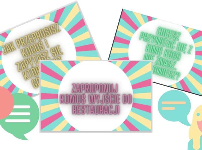 Karty - reagowanie, ćwiczenie zwrotów- przydatne w nauce każdego języka