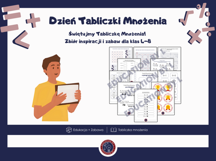 Zestaw do nauki tabliczki mnożenia dla dzieci | Kreatywne gry, karty pracy i materiały motywacyjne | Skuteczna nauka matematyki | Gotowy e-book | Dzień Tabliczki Mnożenia