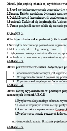POWÓRKI PRZED EGZAMINEM. Z BOHATERAMI "KAMIENI NA SZANIEC" PRZYPOWMINAMY WIADOMOSCI Z ZAKRESU SKŁADNI.