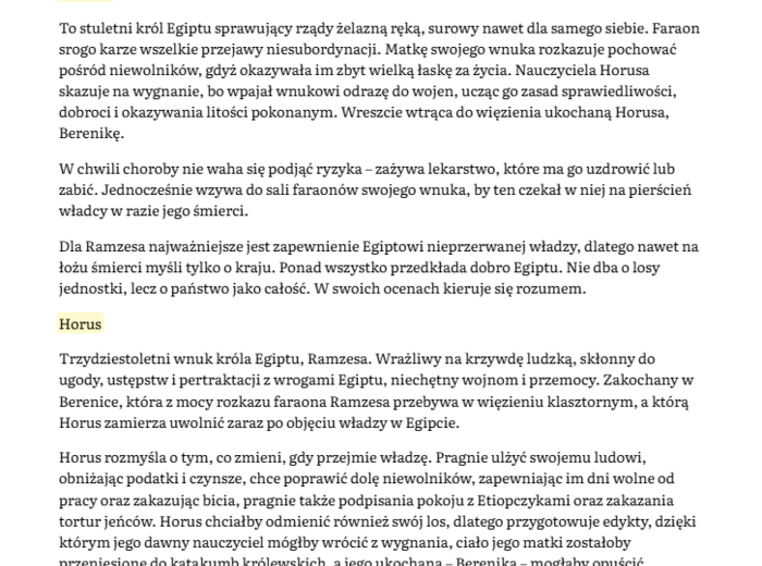 Opracowanie lektury ,,Z legend dawnego Egiptu"