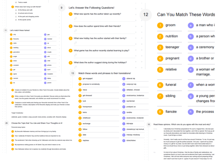 Repetytorium dla szkoły podstawowej cz. 1 (Pearson) – Unit 3 – karta pracy