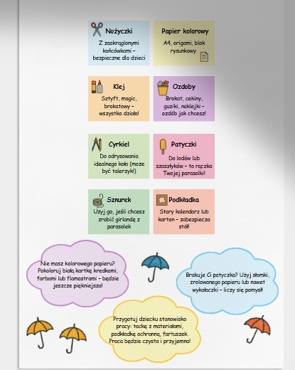 Kolorowe parasolki z papieru