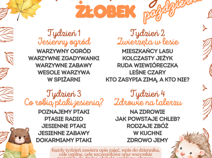 PLAN PRACY ŻŁOBEK PAŹDZIERNIK