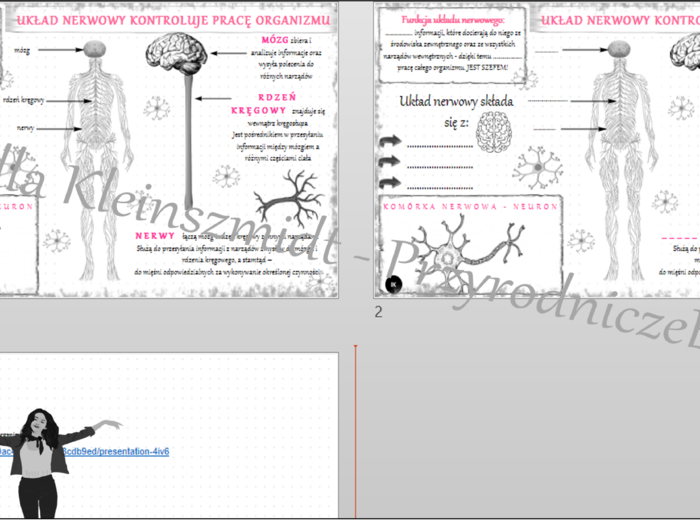 Minizestaw na temat „Układ nerwowy kontroluje pracę organizmu” – sketchnotka + karta pracy w power point + gratisowy link do prezentacji multimedialnej niekomercyjnej wykonanej w genial.ly do indywidualnego pobrania i użycia do celów niekomercyjnych. Prz