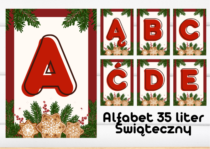 Girlanda/Napis - Alfabet - 35 liter - Świąteczny