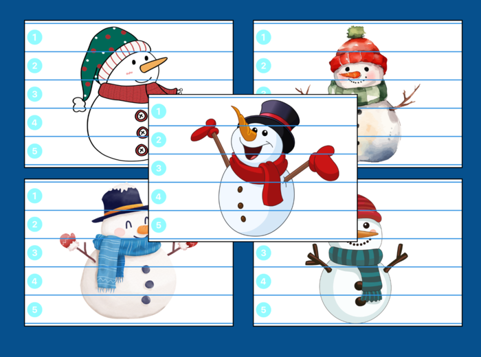 DZIEŃ BAŁWANA – Dzień Bałwanka – zima – puzzle – biblioteka – świetlica – przedszkole – 10 wersji