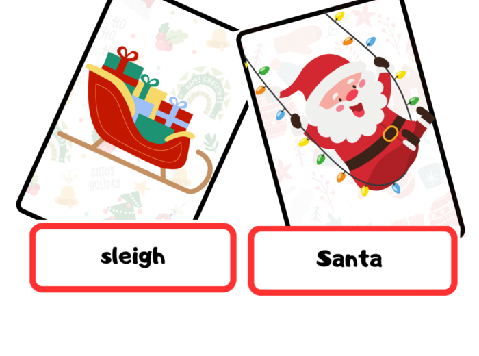 Christmas Flashcards Set - Zestaw Kart Świątecznych Obrazkowych