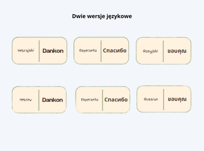 Thank you Domino na Europejski Dzień Języków - Dziękuję w 19 różnych językach - 2 wersje językowe- język polski, język angielski