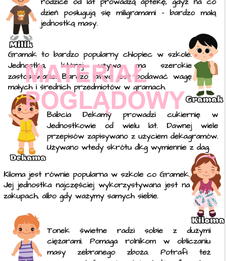 Jednostki masy - karta pracy klasy 4 - 8