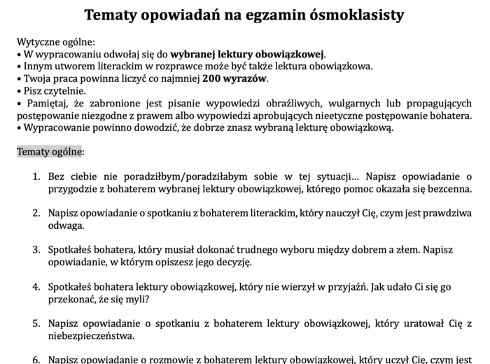 Tematy opowiadań