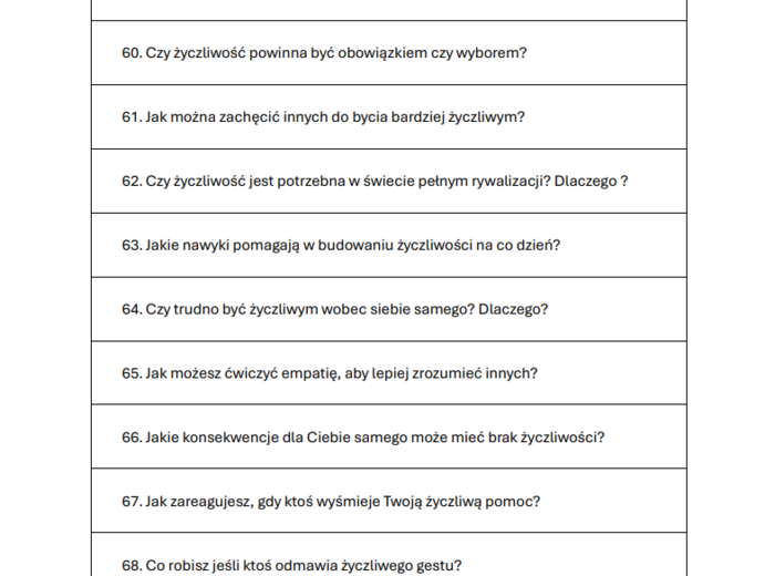 80 pytań o życzliwość