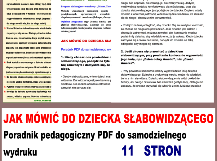 JAK MÓWIĆ do dziecka słabowidzącego. Poradnik pedagogiczny w PDF do samodzielnego wydruku.