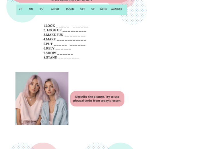 Phrasal verbs dział człowiek/ frazale/ angielski/ egzamin ósmoklasity
