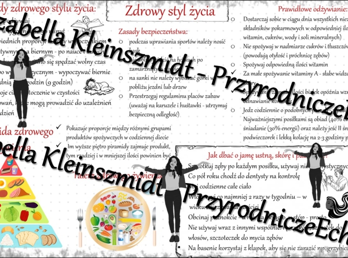 Sketchnotka „Zdrowy styl życia” w power point do edycji, PRZYRODA do klasy 4 – dział V „Odkrywamy tajemnice zdrowia człowieka”