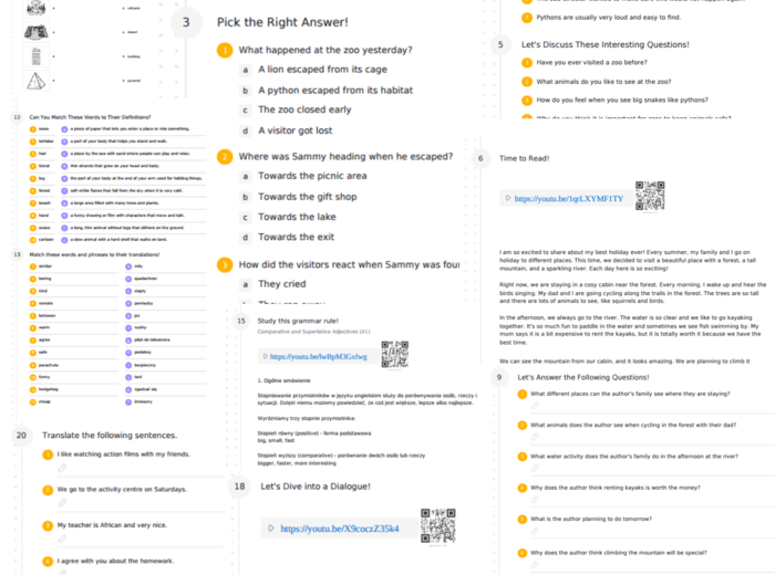 English Class A1+ – Unit 4 – karta pracy