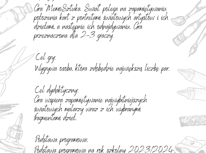 Gra dydaktyczna MemoSztuka Świat