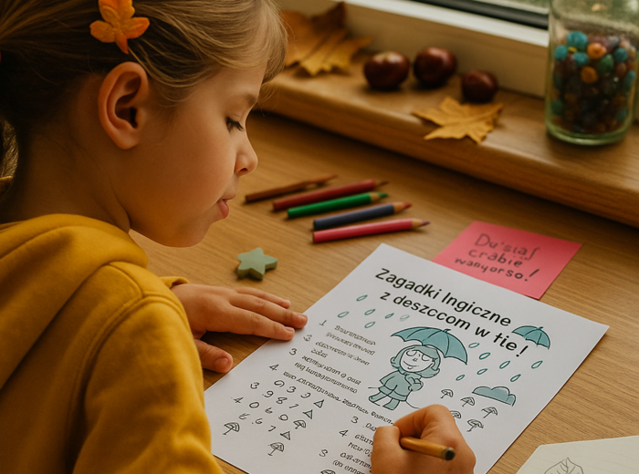 Karty Pracy: "Deszczowe łamigłówki"