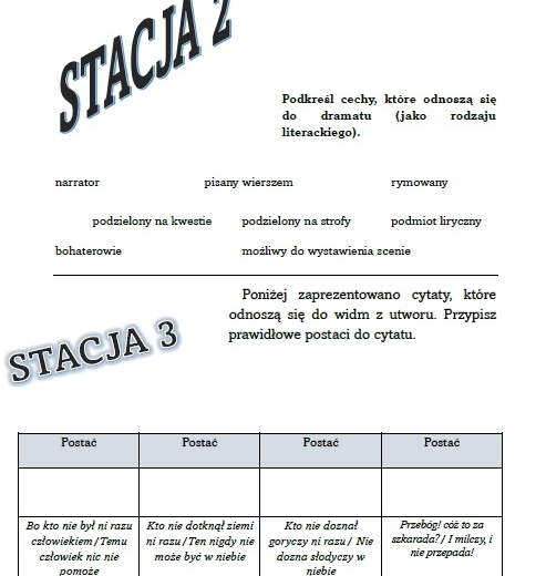 Stacje zadaniowe "Dziady, część II"