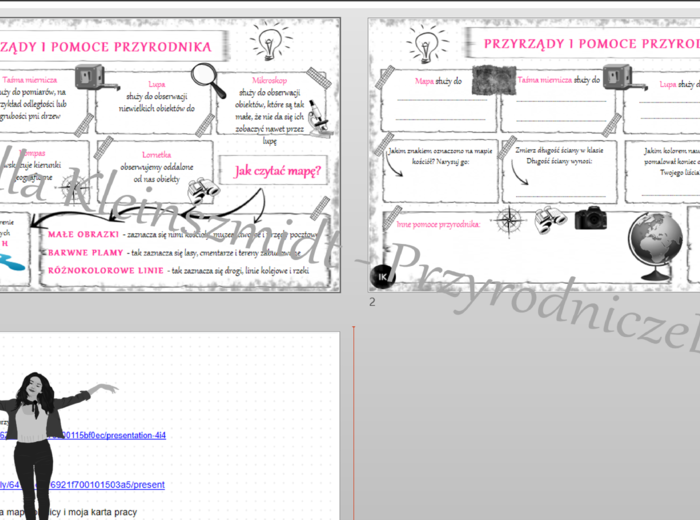 Kompletny zestaw na jedną lekcję „Przyrządy i pomoce przyrodnika” – sketchnotka + karty pracy w power point + gratisowy link do prezentacji multimedialnej niekomercyjnej + gratisowy link do lekcji multimedialnej niekomercyjnej również wykonanej w genial.