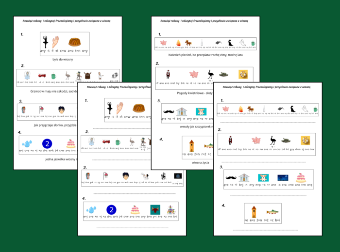 Wiosna – REBUSY – ZWIĄZKI FRAZEOLOGICZNE – frazeologizmy