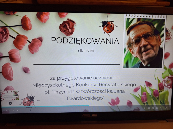 Konkurs recytatorski - konkurs polonistyczny, plakat, podziękowania, dyplom, scenariusz
