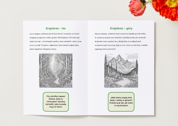 Kolorowanki. Ekolog w terenie. Zwierzęta. Rośliny. Krajobrazy