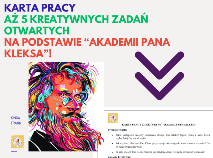 📚 Nowa karta pracy z lektury "Akademia Pana Kleksa"! 📚 AŻ 5 KREATYWNYCH ZADAŃ OTWARTYCH!!!