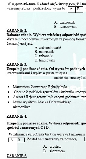 POWTÓRKI PRZED EGZAMINEM. Z BOHATERAMI "PANA TADEUSZA" PRZYPOMINAMY WIADOMOSCI Z ZAKRESU SŁOWOTWÓRSTWA.